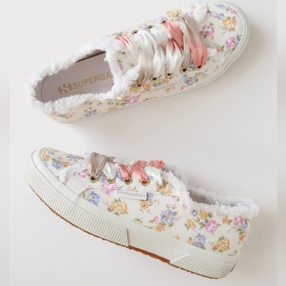 Superga X LoveShackFancy Morning Surf Pink Multi Floral Print Sneakers